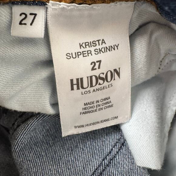Hudson Women's Blue Stretch Krista Midrise Super Skinny Ankle Jeans Size 27 - Picture 8 of 10